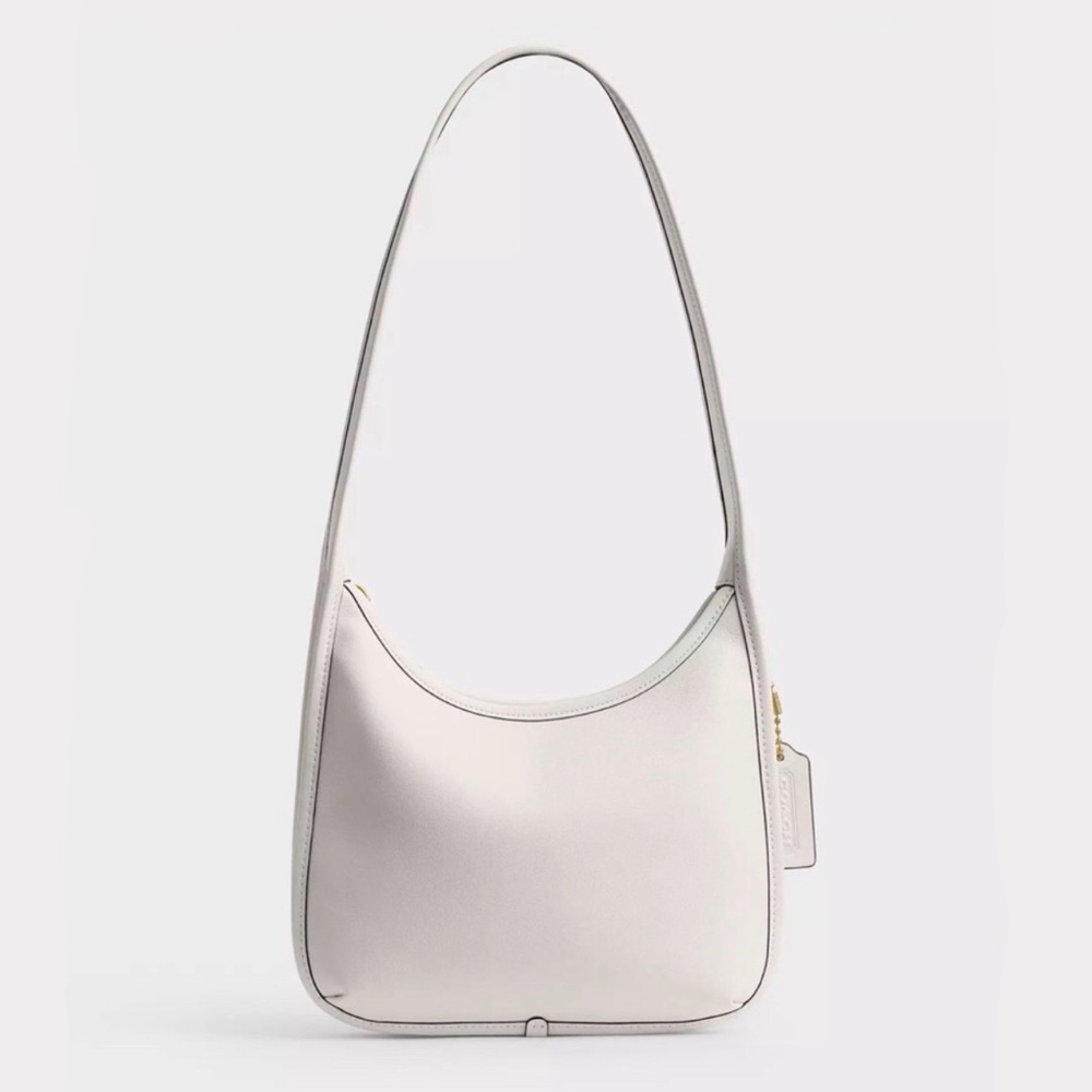 Coach Curve Zip Shoulder Bag in Brass/Chalk White Glovetanned Leather NWT